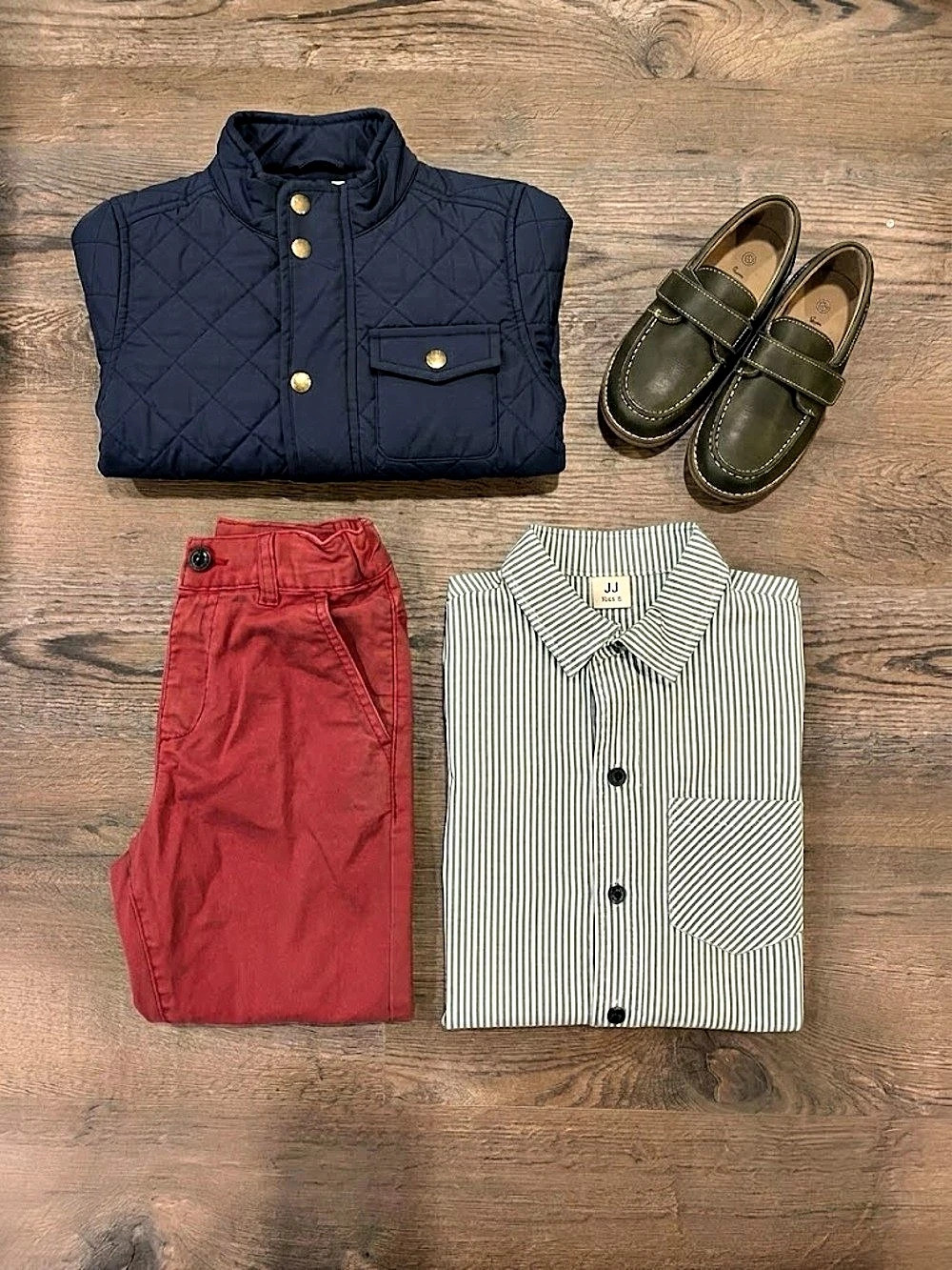 Perfect for Christmas outfits Boys, Green & Red Striped shirt and red pants
